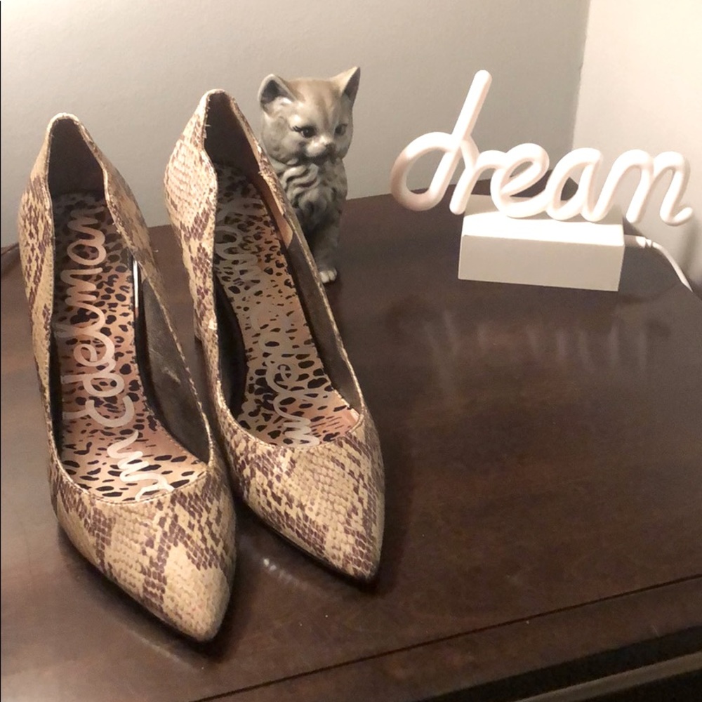 Sam Edelman Snakeskin Tan 4 inch Heels 9.5